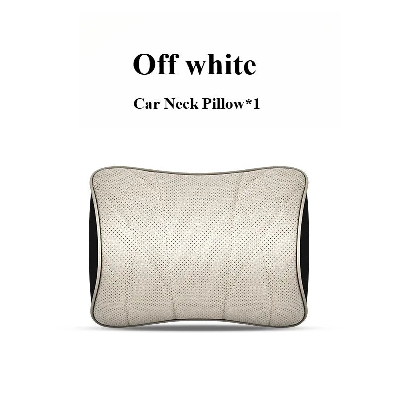 Memory Foam Car Neck & Lumbar Support Pillow Set – Leather Seat Comfort Cushions - Delicate Leather