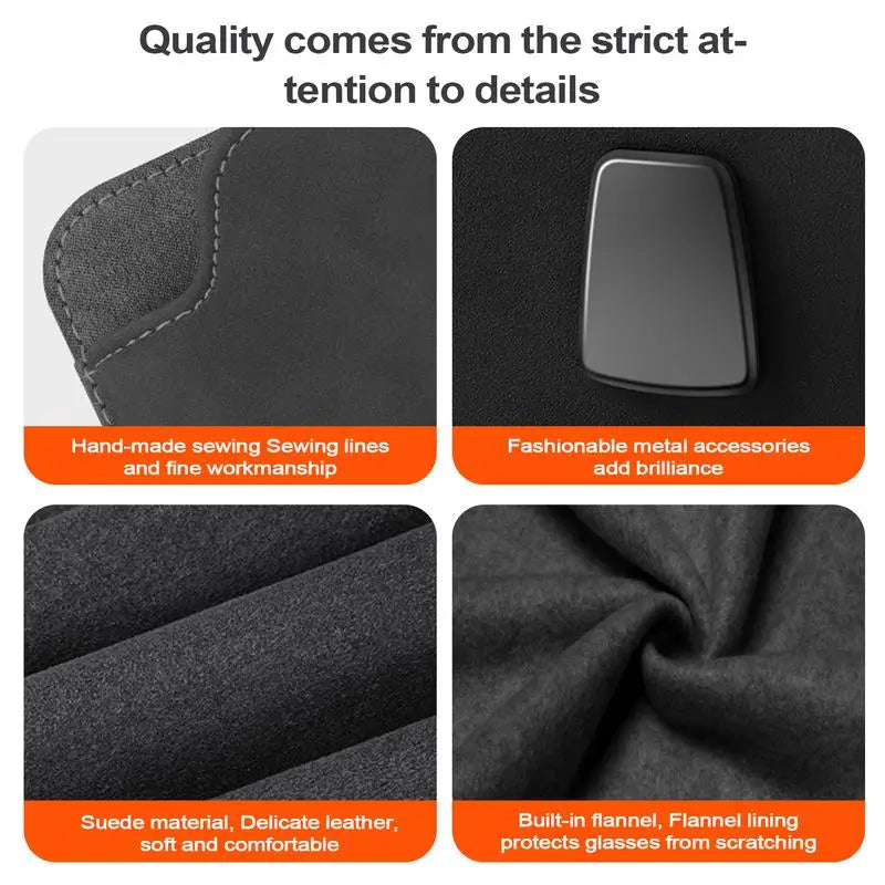 Car Sunglass Holder – PU Leather Glasses Clip with Large Storage Capacity, Self-Adhesive - Delicate Leather