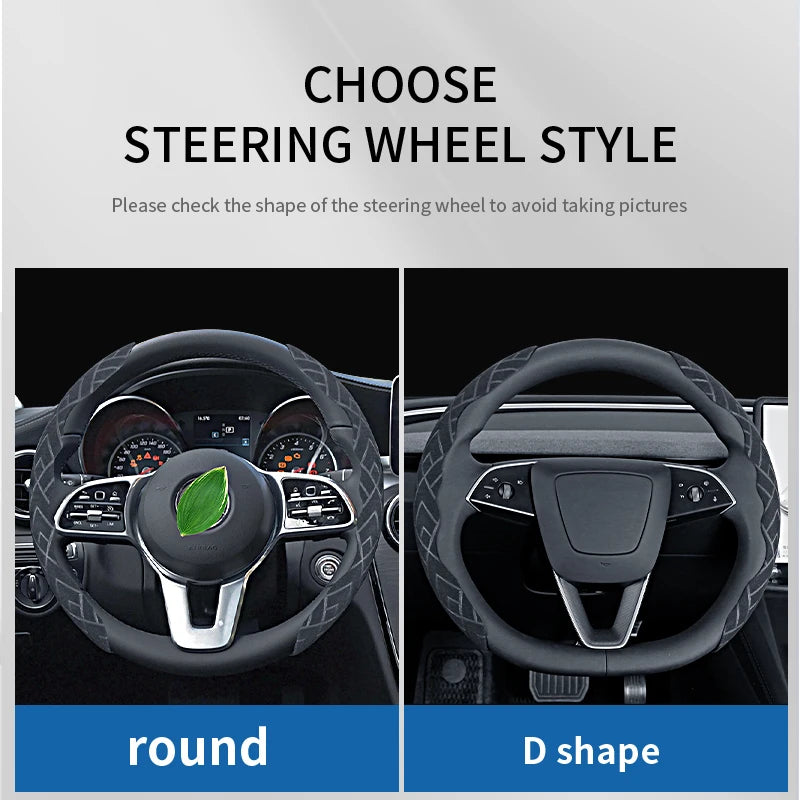 Ultra-Thin 2PCS Suede Steering Wheel Grip Covers – Anti-Slip Segmented Stripe Design, Universal Fit