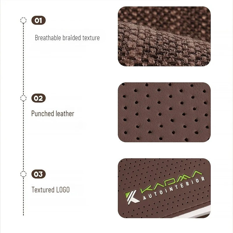 Breathable Linen-Textured Car Seat Cushion – Universal Front Row Seat Cover for All Seasons - Delicate Leather