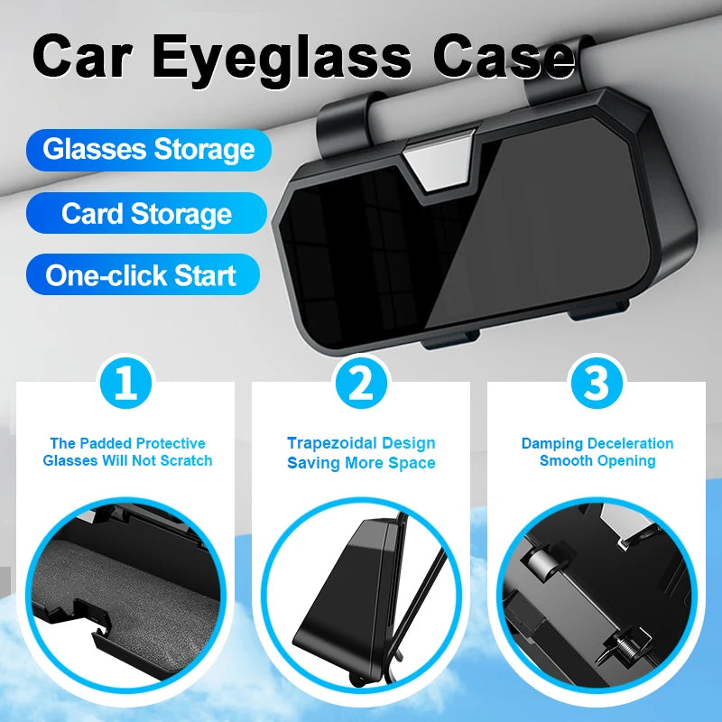 Car Sunglasses Holder – Multi-Function Glasses Case with Card & Ticket Storage - Delicate Leather