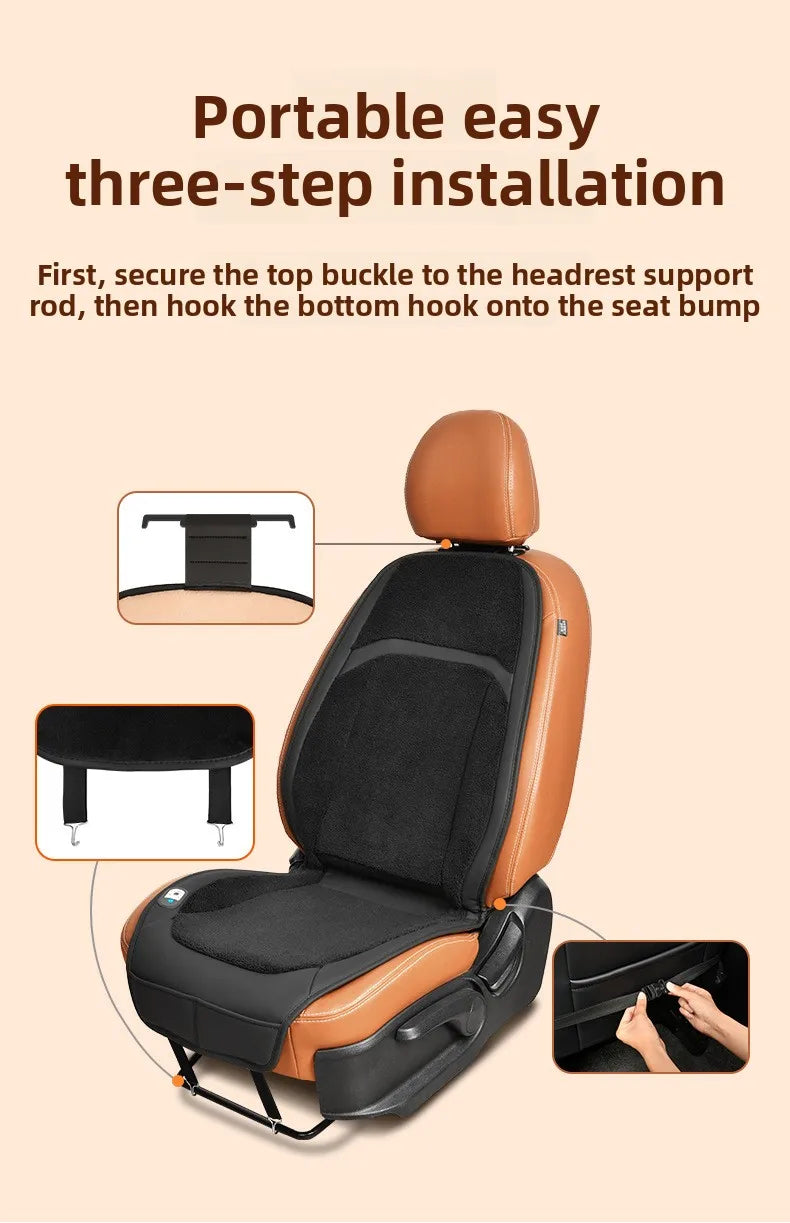 Universal Graphene Heated Car Seat Cushion – Carbon Crystal Leather Winter Warm Seat Cover for Comfortable Driving - Delicate Leather