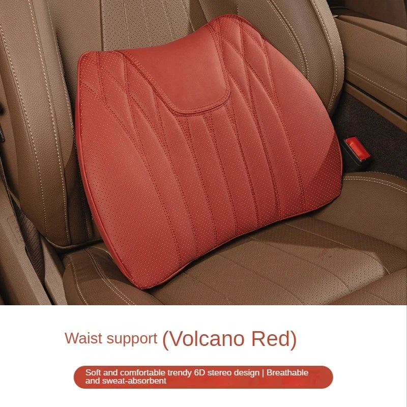 Delicate Leather Universal Car Seat Cushion with Lumbar Support – Ergonomic Leather Driver’s Seat Pad with Integrated Back Support - Delicate Leather