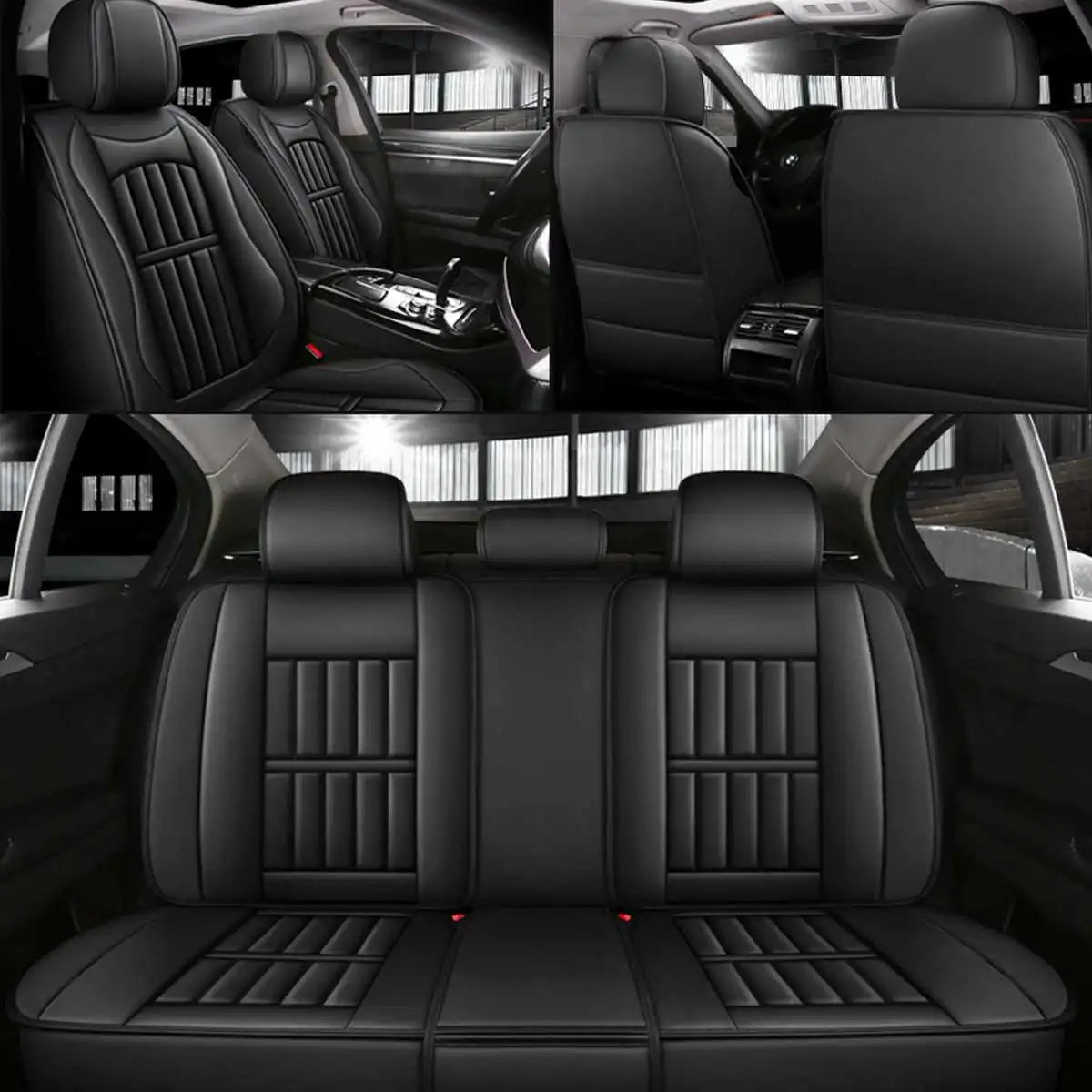 Deluxe PU Leather Car Seat Covers for 5 Seats – 11PCS Full Set with Front & Rear Protection for SUV & Truck 04 - Delicate Leather