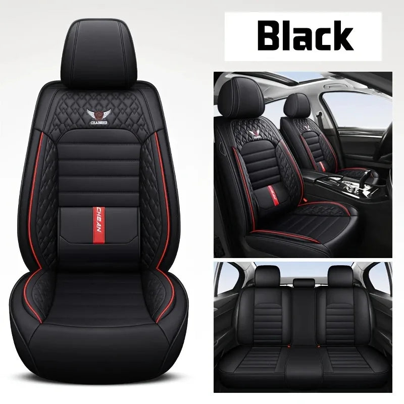 5-Seat Full Set Breathable Nappa Leather Car Seat Covers – Luxury Ergonomic Fit with Fixed Lumbar Support - Delicate Leather