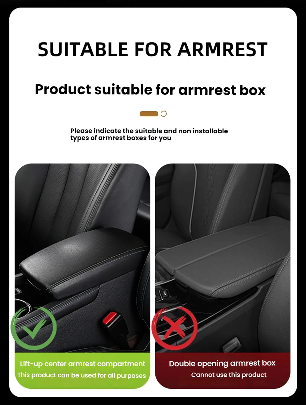 Curved PU Leather Armrest Cushion – Car Center Console Pad with Storage Pocket - Delicate Leather