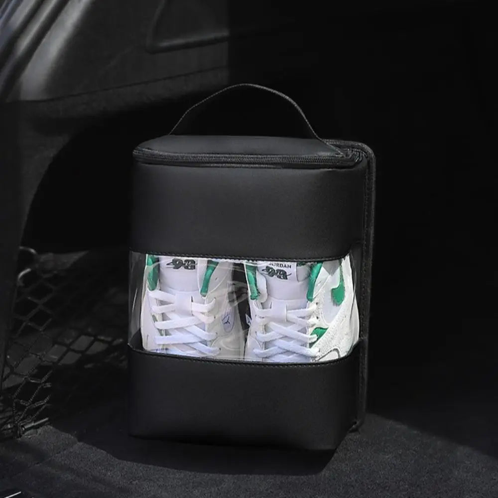 Portable Car Shoe Storage Box – Large Capacity Waterproof Oxford Cloth Shoe Organizer for Car Trunk or Home Use - Delicate Leather