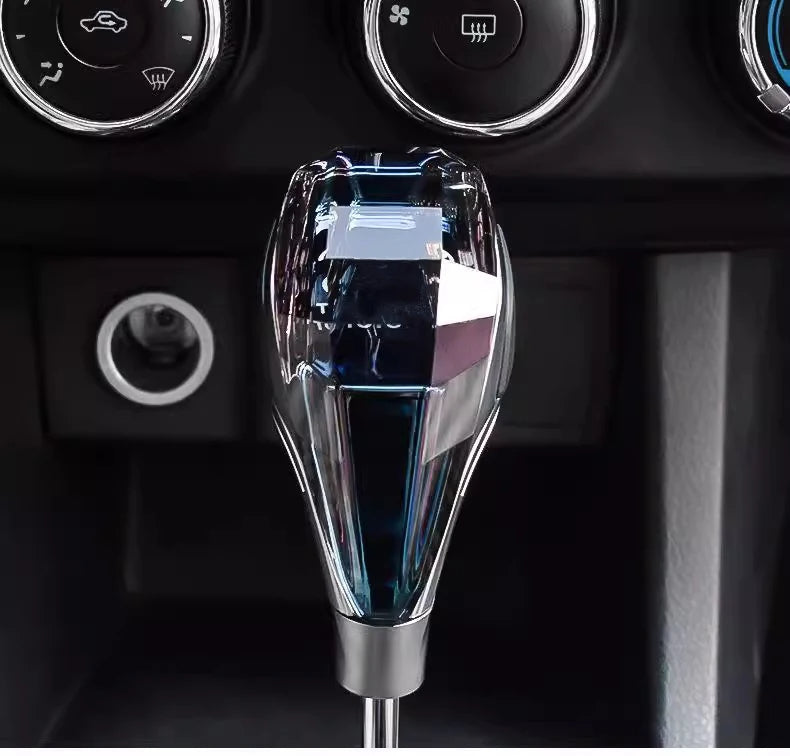 Universal Crystal LED Gear Shift Knob | Stylish Car Gear Head with Illuminated Design (SP17) - Delicate Leather