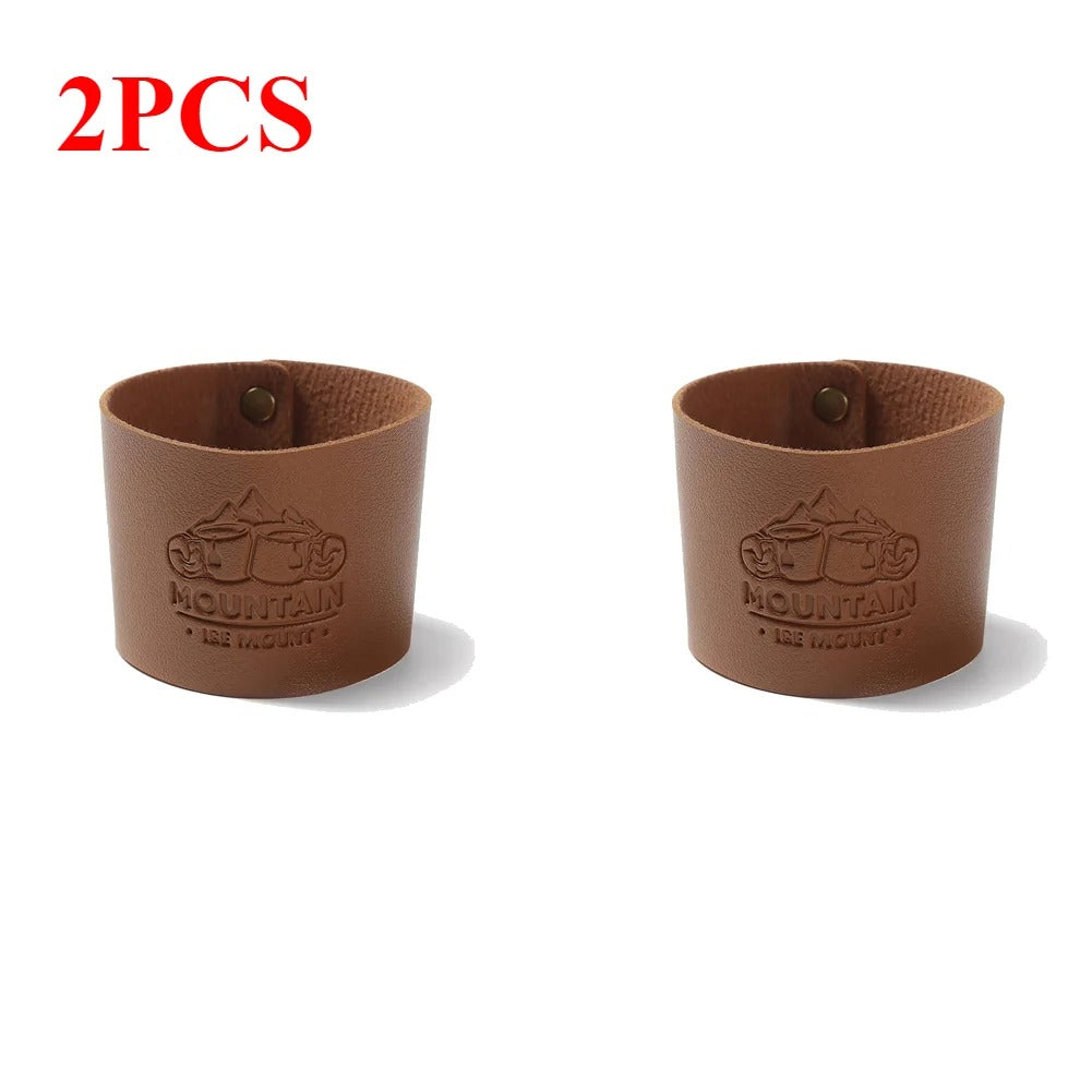 Portable PU Leather Cup Sleeve Water Bottle Cover Non-slip Insulator Sleeve Glass Bottle Case Sport Camping Picnic Cup Holder - 2 PCS - Delicate Leather