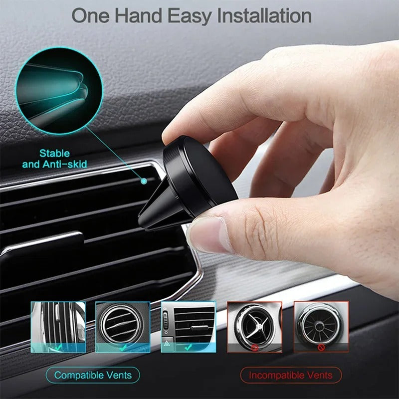 Magnetic Phone Holder for Car - Universal Stand - Delicate Leather