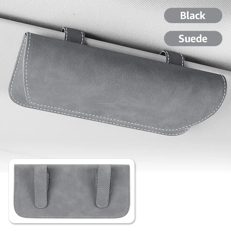 Car Glasses Eyeglasses Holder - Suede Sun Glasses Clip Storage - Leather Visor Organizer - Delicate Leather