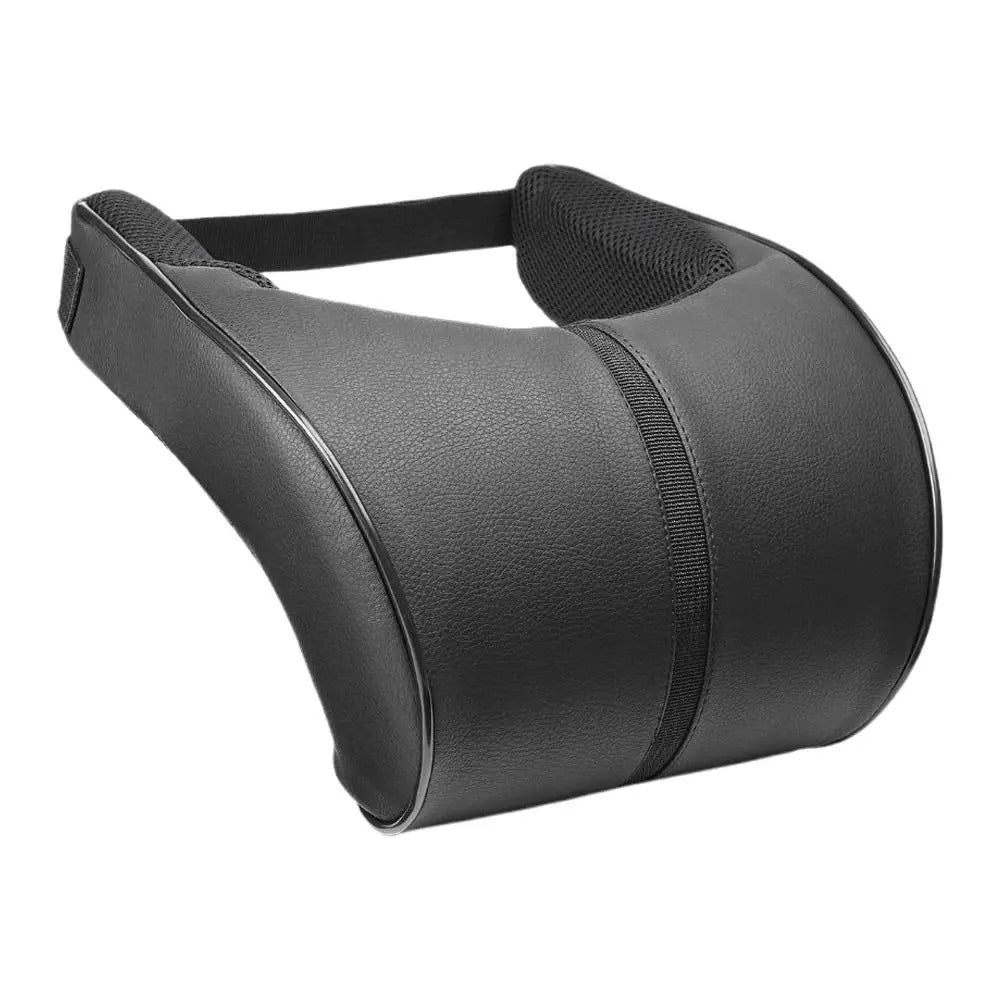 Adjustable Memory Foam Car Headrest & Lumbar Cushion Set – Leather Neck & Back Support Pillow - Delicate Leather
