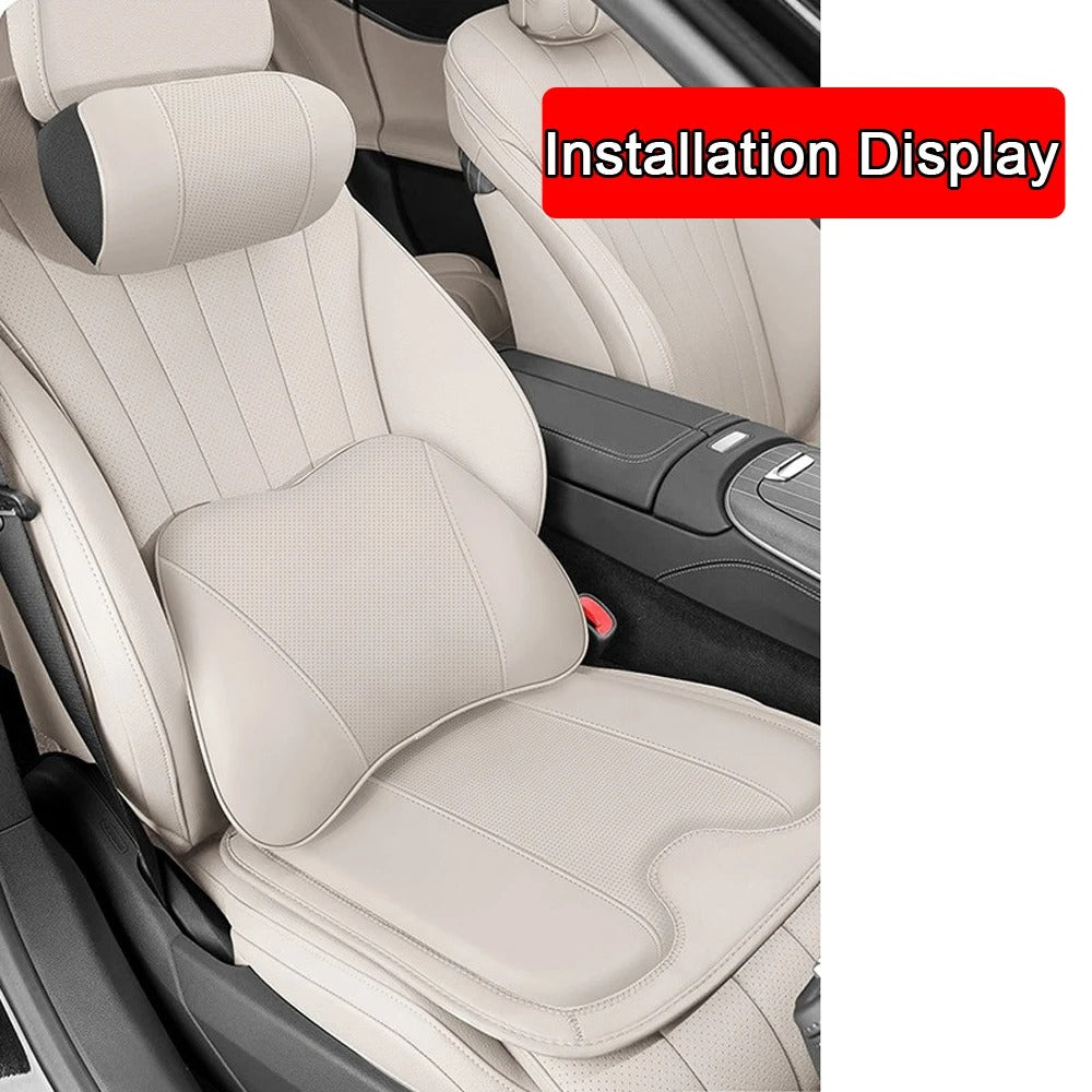 Universal Car Seat Cushion – Nappa Leather Headrest Support Pillow for Car - Delicate Leather