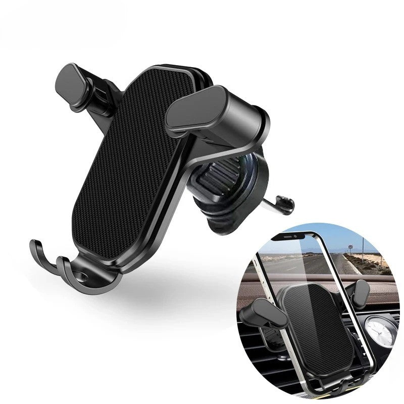 Universal Gravity Car Phone Holder - 360° Rotating Air Vent Mount for iPhone 14/13/12/11 Pro Max, Xiaomi, Samsung - Delicate Leather