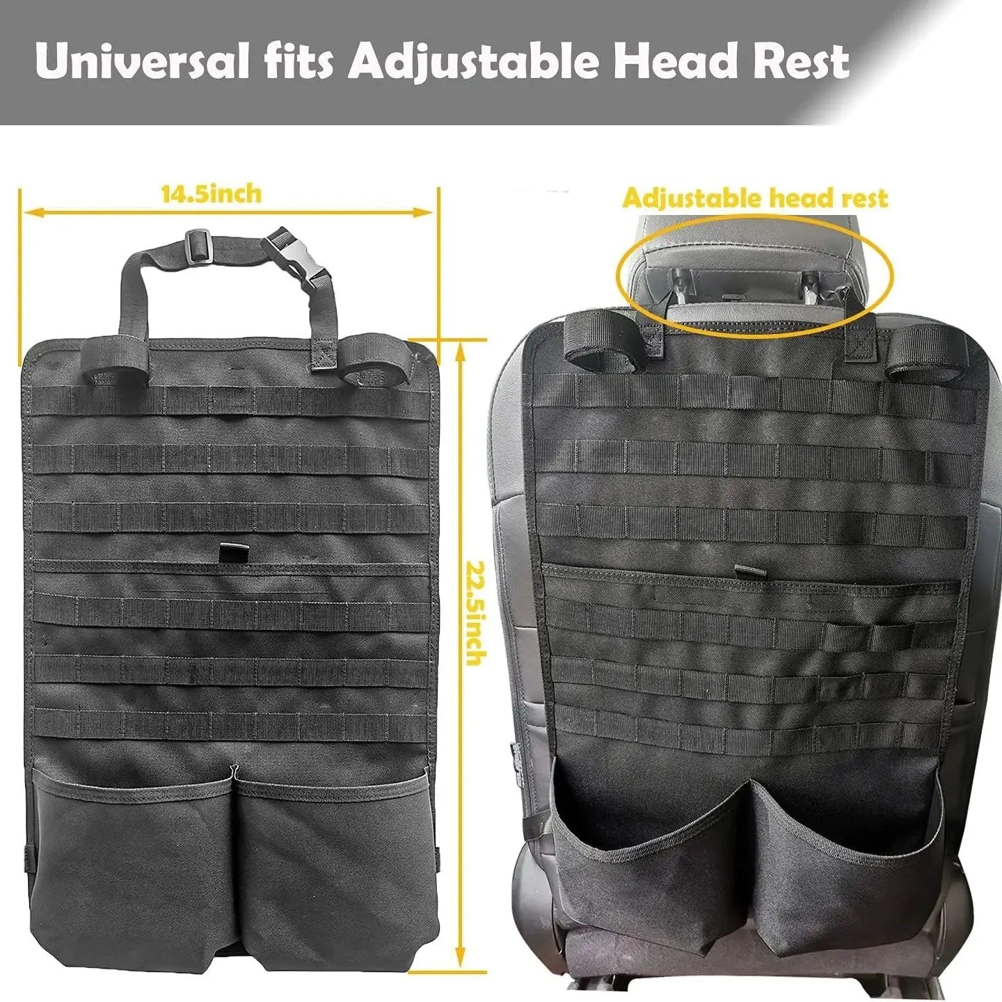 Tactical Seat Back Organizer for Automotive Panel - Delicate Leather