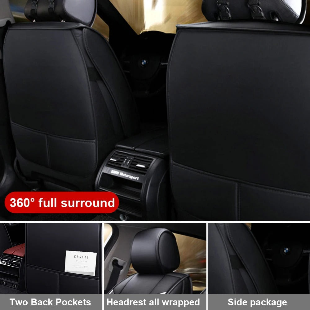 Universal 5-Seats PU Leather Car Seat Covers Full Set – Waterproof, Anti-Scratch, All-Season Protection for Front & Rear Seats