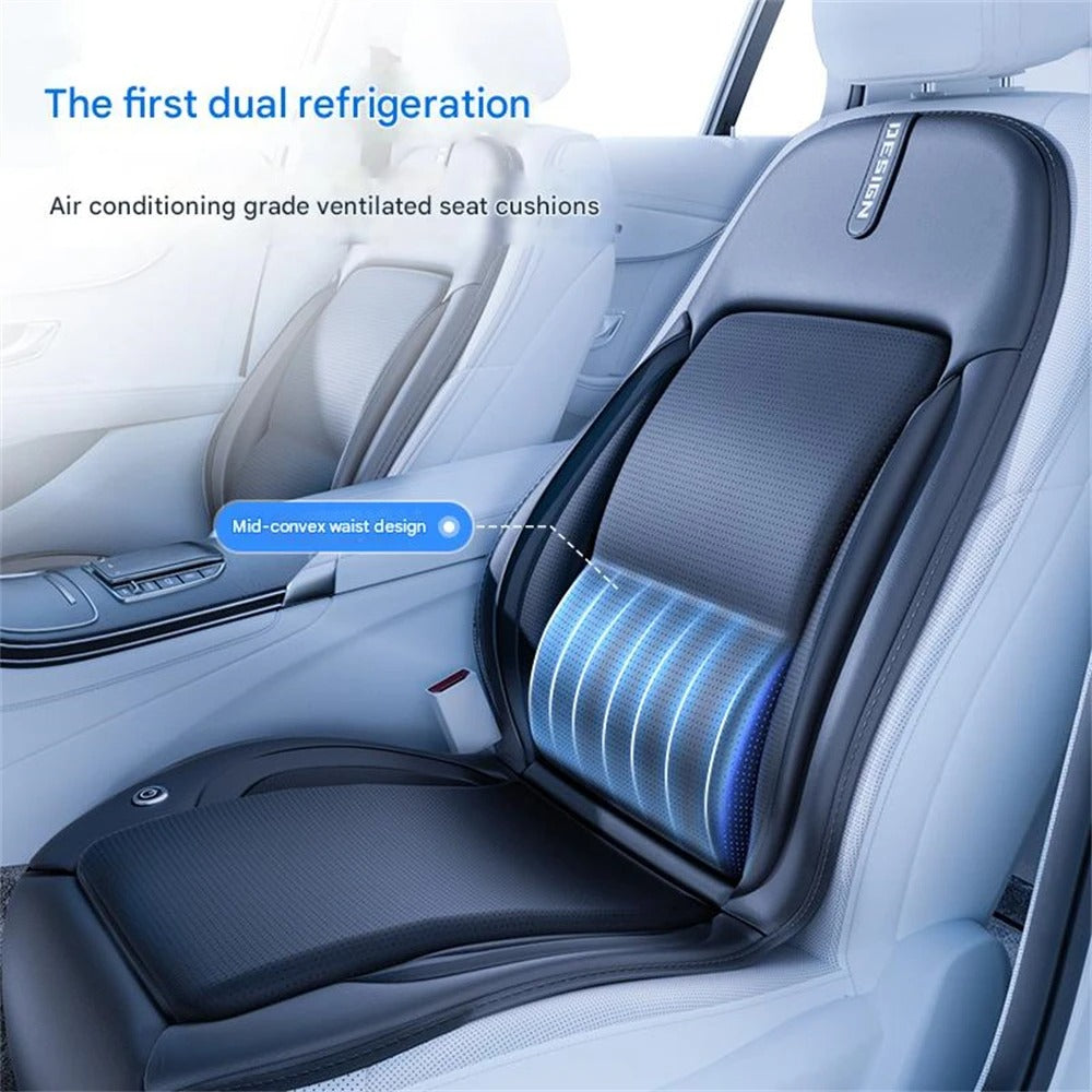 12V/24V Car Seat Ventilation Fan – Back Support Cooling Cushion for Vehicle Interior Comfort - Delicate Leather