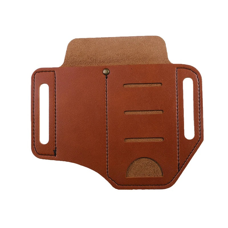 Tactical Multi-Tool Belt Leather Bag - Portable Tool Storage Holster for Outdoor Camping, Hunting, and EDC - Delicate Leather