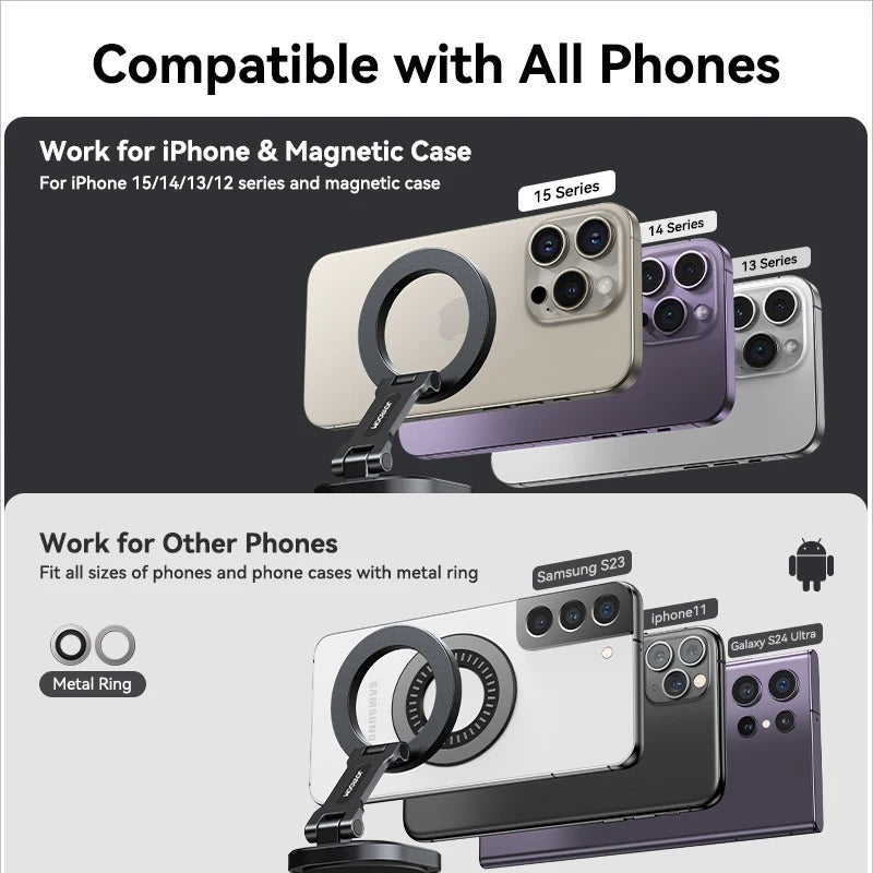 Magnetic Car Mount 24 Strong Magnet 360° Rotation Foldable Phone Holder for Car for iPhone 15, 14, 13, 12
