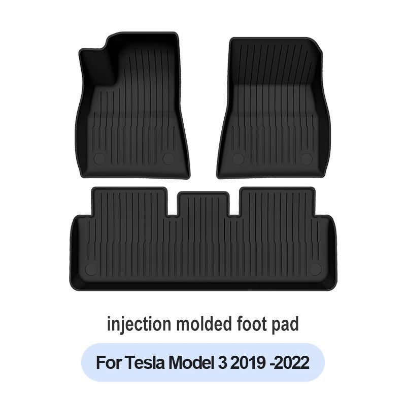 TPE Floor Mats for Tesla Model 3/Y 2019–2025 – Waterproof, Non-Slip All-Weather Car Interior Mats - Delicate Leather