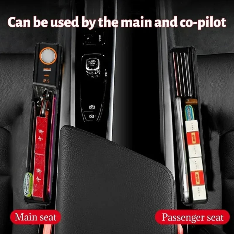 Car Seat Gap Filler Organizer 52W Charging Car Organizer Storage Box Base Removable Seat Gap Filler for Car Organizer Front Seat - Delicate Leather