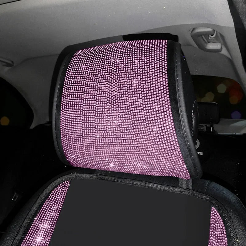 Cute Pink Rhinestone Car Seat Cover – Ice Silk Anti-Slip Cushion with Sparkling Crystal Design, Gift For Mother's Day 2025 - Delicate Leather