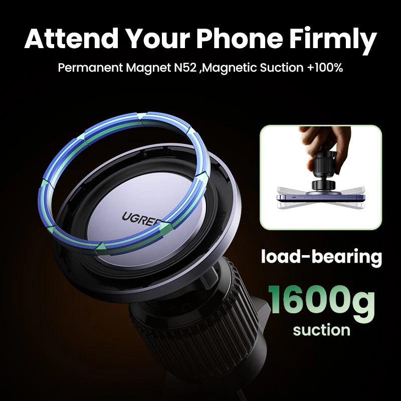 Magnetic Car Phone Holder - Air Vent Stand for iPhone 15/14/13 Pro Max, Xiaomi, Samsung - Delicate Leather