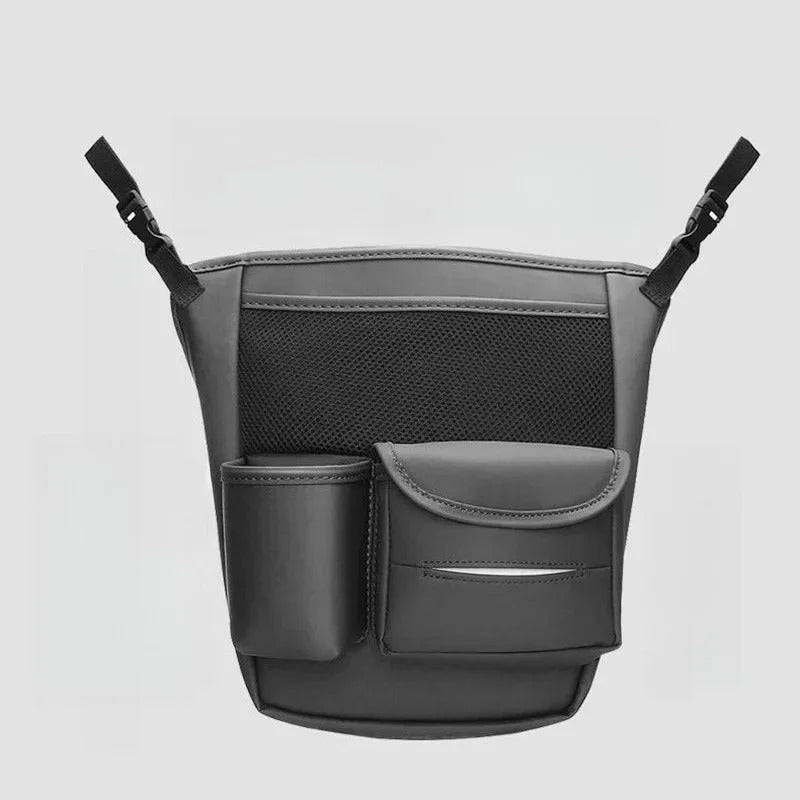 Car Seat Gap Hanging Organizer – Large-Capacity Storage Bag with Cup and Tissue Pockets, Universal Fit for Front Seats - Delicate Leather
