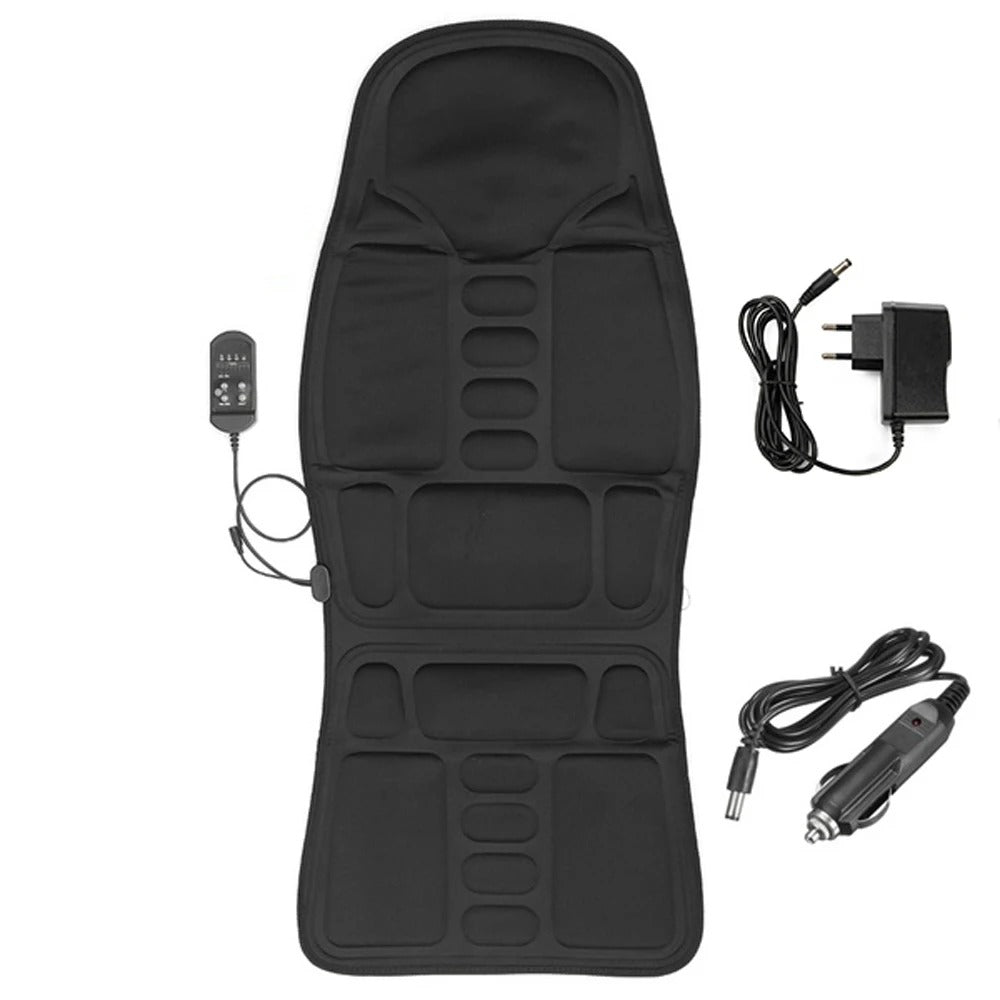 Electric Massage Chair Pad with Heat - Vibrating Back Massager Cushion for Car, Home, Office Lumbar Pain Relief with Remote - Delicate Leather