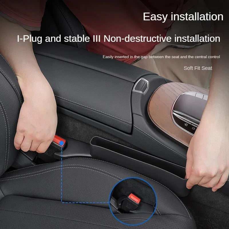 Car Seat Gap Filler Organizer - Auto Seam Leak Proof Anti Drop Storage Box Bag for Keys, Cards, and Phone - Delicate Leather