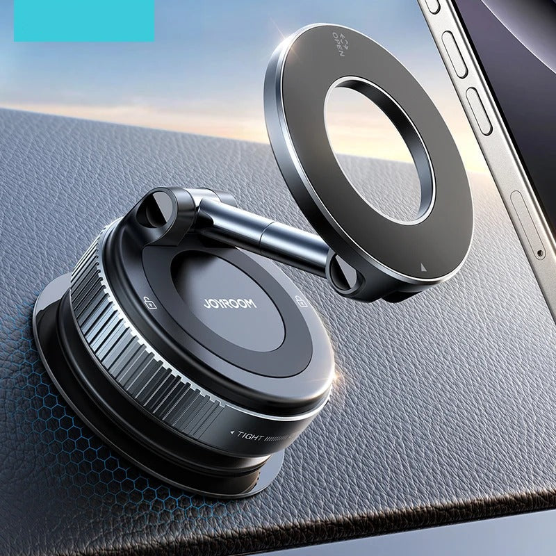 Magnetic Car Phone Holder – 360° Rotatable Suction Cup Mount for Windshield & Dashboard (4.7"–7.0") - Delicate Leather