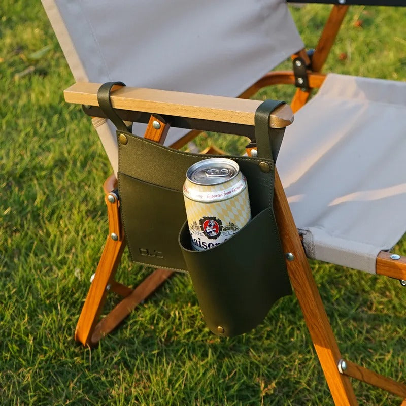 Portable Leather Hanging Storage Bag - Outdoor Camping Chair & Folding Table Organizer - Delicate Leather
