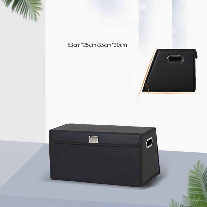 PU Leather Trunk Storage Box – Foldable Car Organizer for Tools & Accessories - Delicate Leather