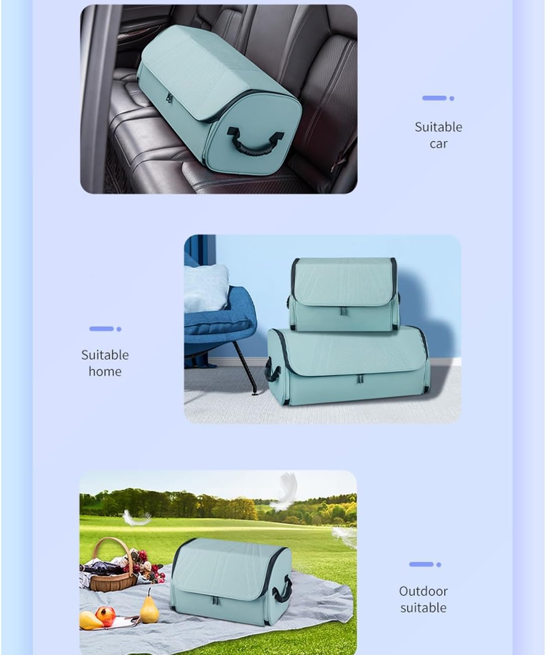 Premium Car Back Seat Organizer - Customized Leather Trunk Car Accessories with High-Quality Storage - Delicate Leather