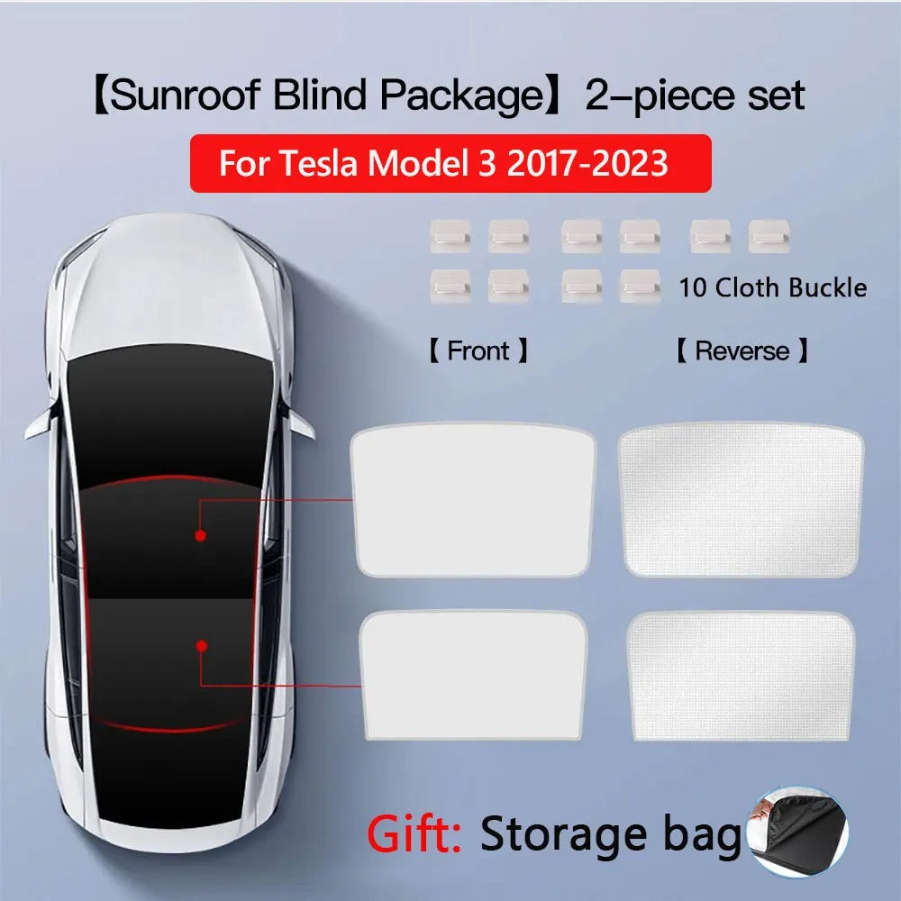 Glass Roof Sunshade for Tesla Model 3 Highland 2025 / Model Y 2020–2025 – UV Protection Mesh with Collapsible Frame - Delicate Leather