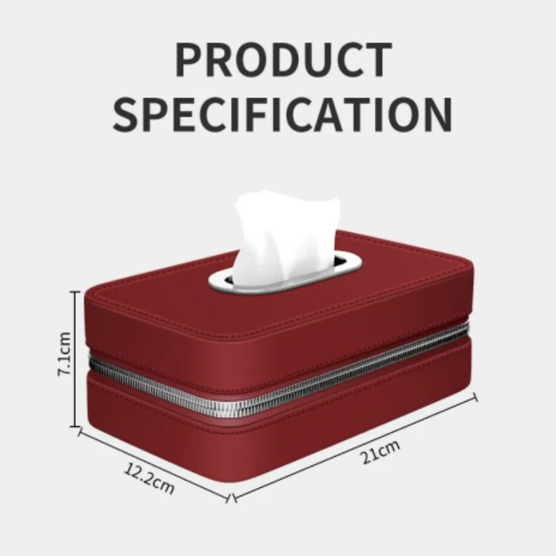 Universal Leather Car Tissue Storage Box – Hanging Armrest & Seat Organizer - Delicate Leather