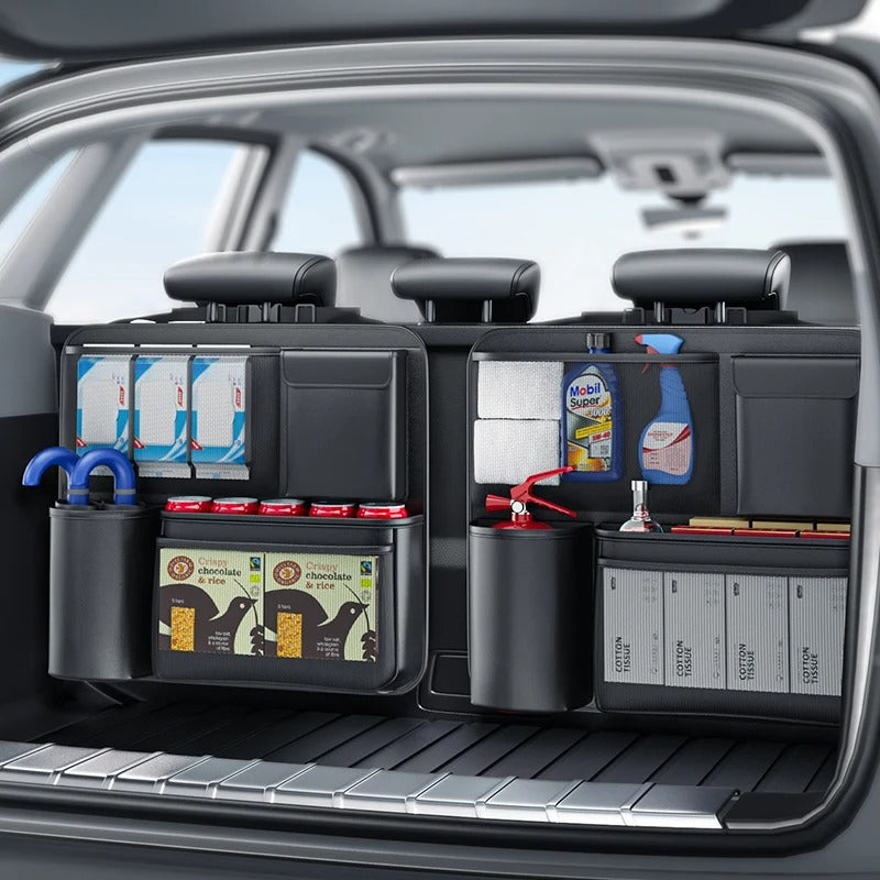 Car Trunk Hanging Organizer – PU Leather Rear Seat Storage Bag for SUV - Delicate Leather