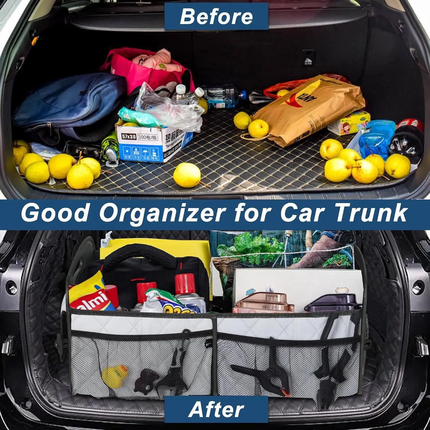 Collapsible Car Trunk Organizer – 6-Pocket Storage Box for Sedan and Truck - Delicate Leather