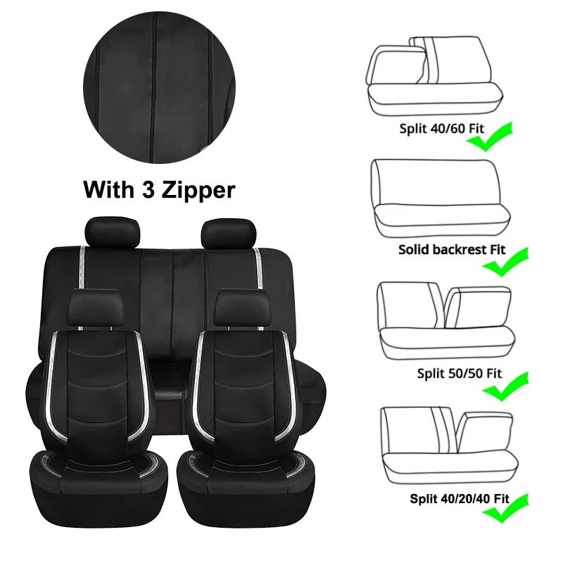 Universal Car Seat Covers Full Set – Waterproof Artificial Leather with Bright PVC, Easy Installation, Interior Car Seat Protector for All Seasons - Delicate Leather