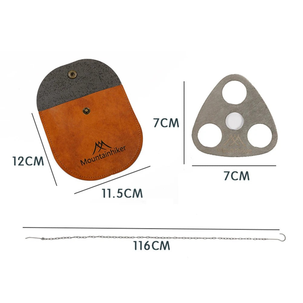 Cooking Pot Pan Tripod Mount - Stainless Steel Camping Tripod Hanging Pot Bracket with Leather Storage Bag for Hiking Bushcraft - Delicate Leather