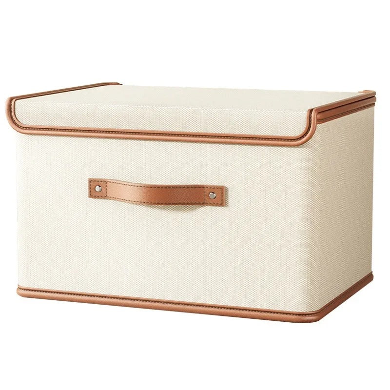 Dustproof Storage Box with Lid - Large Capacity Foldable Clothes Storage Box, Double Thickness Moisture-proof Storage Box - Delicate Leather