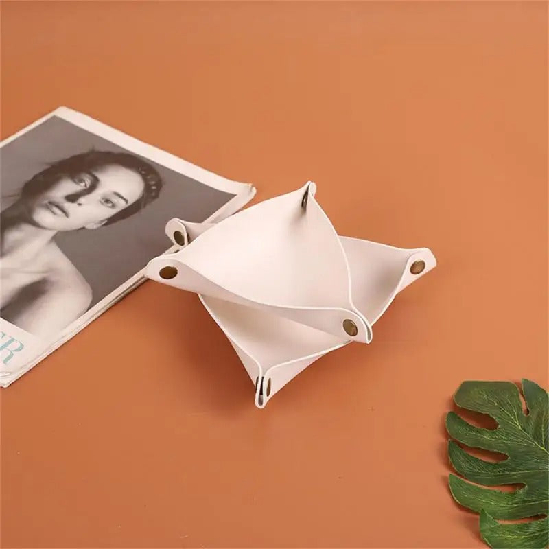 Leather Storage Box, Cosmetics Remote Control Pen Key Basket, Desktop Sundries Storage, Home Organization - Delicate Leather