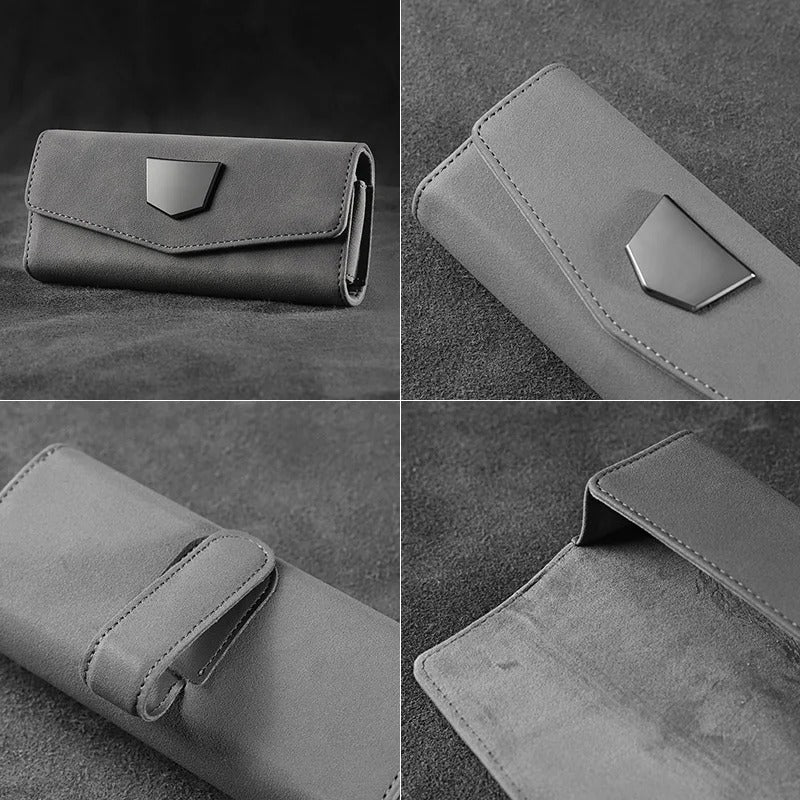 Car Glasses Holder - Sun Visor Case Storage Box - Delicate Leather