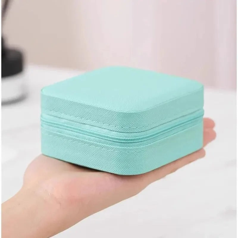 Mini Jewelry Storage Box - Portable Home Travel Earrings Necklace Storage Case for Women, Ring Organizer PU Leather Display Case - Delicate Leather