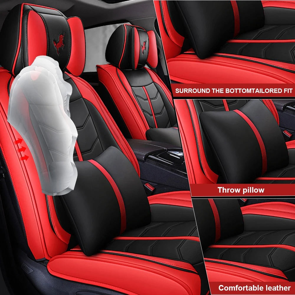 5-Seat Universal PU Leather Car Seat Covers – Full Set Front & Rear Cushions for Sedans, SUVs, Pickup Trucks