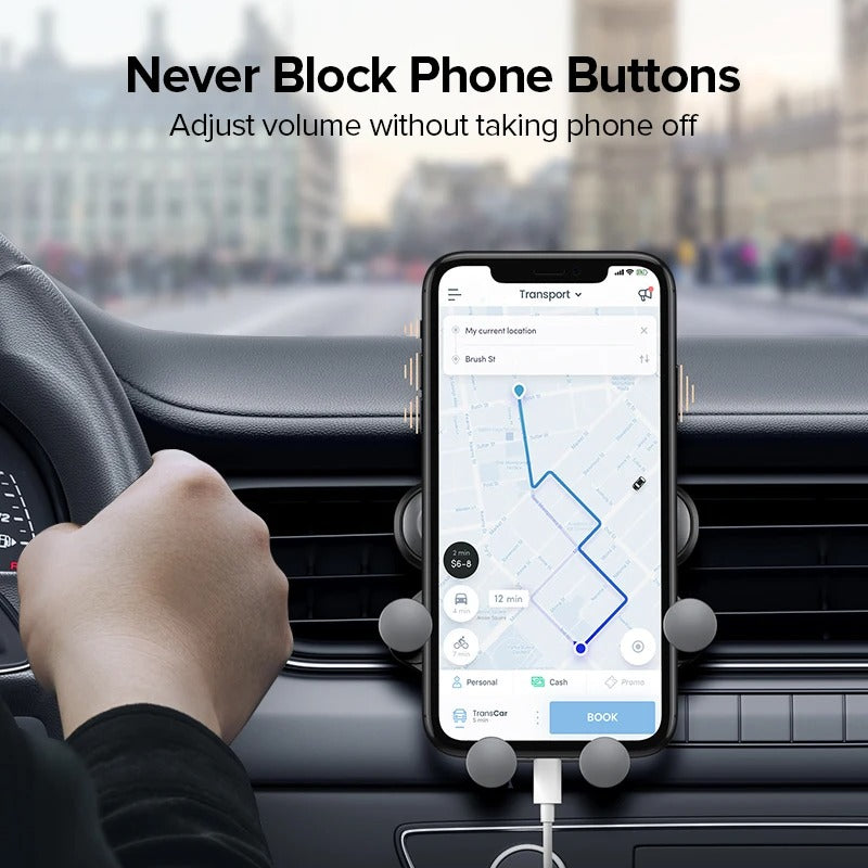 Gravity Car Phone Holder - Universal Air Vent Mount for Smartphones and GPS Devices - Delicate Leather