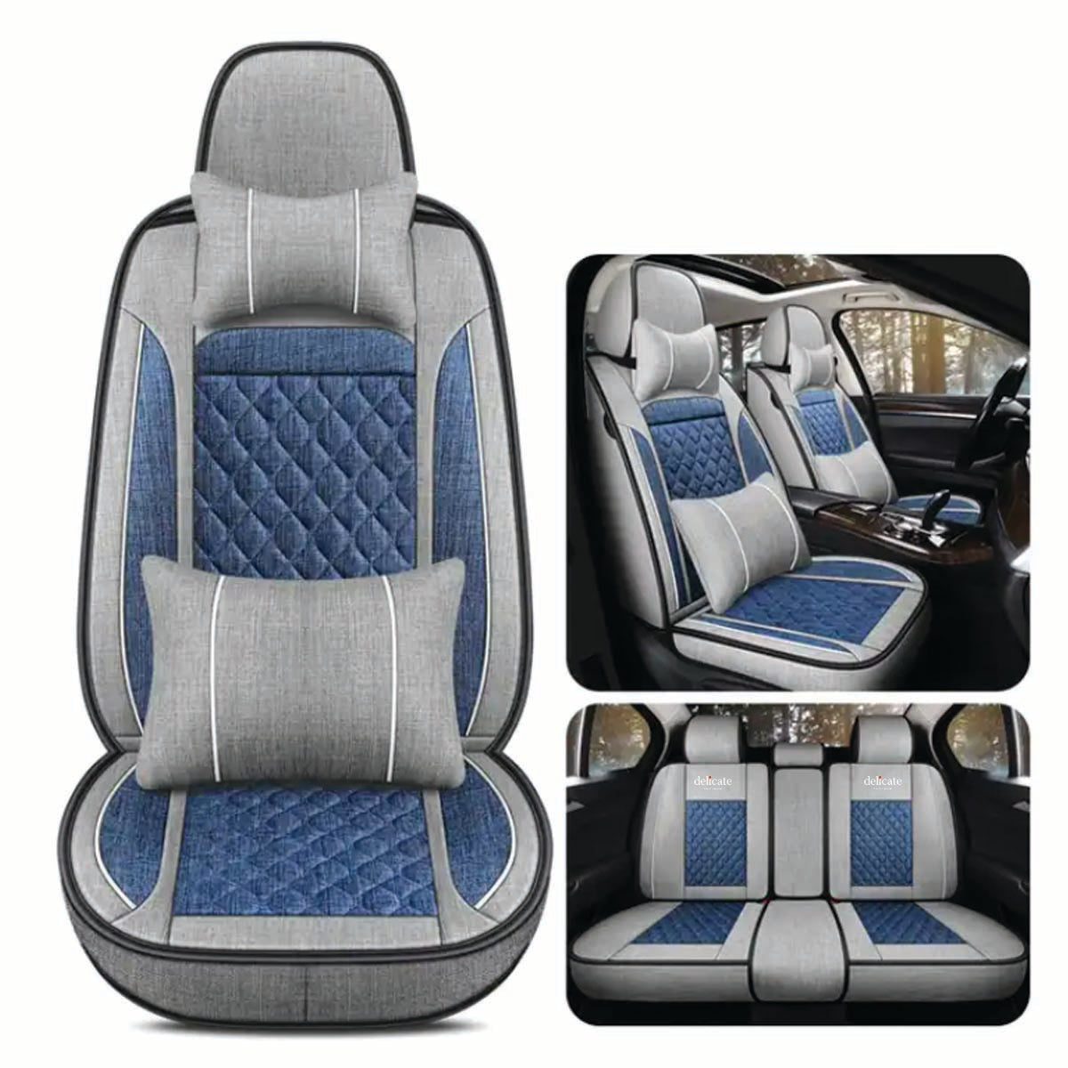 Delicate Leather Deluxe Universal Car Seat Cover Collection: Full Set of Premium Luxury Vehicle Seat Protectors - Delicate Leather