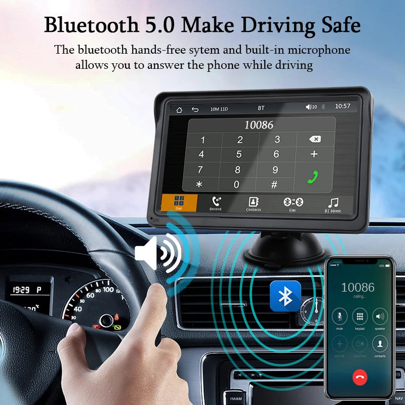 7-Inch Portable Car Radio – B5300 CarPlay & Android Auto Multimedia Video Player with USB AUX for Rear View Camera 21 - Delicate Leather