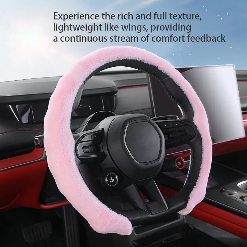 5D Short Plush Steering Wheel Cover – Breathable Ultra-Thin Anti-Slip Universal Fit - Delicate Leather