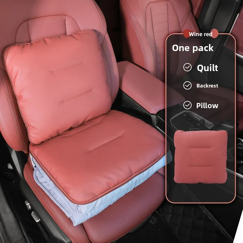 Universal Car Headrest Pillow – High-Quality Latex Cushion with Breathable Leather Cover, Neck & Lumbar Support Pillow - Delicate Leather